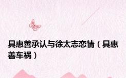 具惠善承认与徐太志恋情（具惠善车祸）