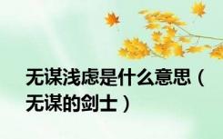 无谋浅虑是什么意思（无谋的剑士）