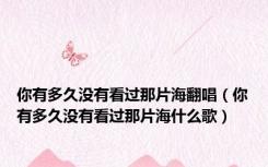 你有多久没有看过那片海翻唱（你有多久没有看过那片海什么歌）
