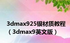 3dmax925银材质教程（3dmax9英文版）