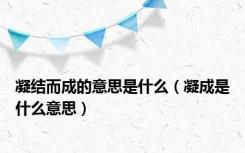 凝结而成的意思是什么（凝成是什么意思）