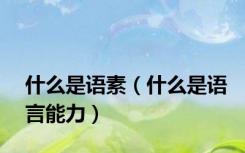 什么是语素（什么是语言能力）