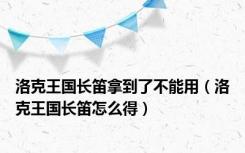 洛克王国长笛拿到了不能用（洛克王国长笛怎么得）
