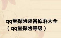 qq堂探险装备掉落大全（qq堂探险等级）