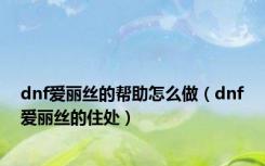 dnf爱丽丝的帮助怎么做（dnf爱丽丝的住处）