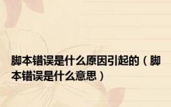 脚本错误是什么原因引起的（脚本错误是什么意思）