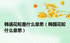 韩语花蛇是什么意思（韩国花蛇什么意思）
