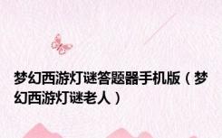 梦幻西游灯谜答题器手机版（梦幻西游灯谜老人）