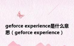 geforce experience是什么意思（geforce experience）