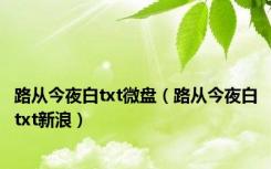 路从今夜白txt微盘（路从今夜白txt新浪）