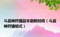 斗战神狩猎副本刷新时间（斗战神狩猎模式）
