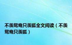 不羡鸳鸯只羡狐全文阅读（不羡鸳鸯只羡狐）