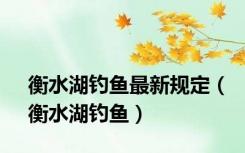 衡水湖钓鱼最新规定（衡水湖钓鱼）