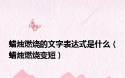 蜡烛燃烧的文字表达式是什么（蜡烛燃烧变短）