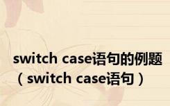 switch case语句的例题（switch case语句）