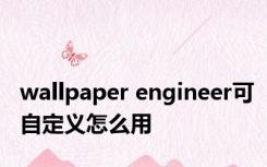 wallpaper engineer可自定义怎么用