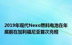 2019年现代Nexo燃料电池在年底前在加利福尼亚首次亮相
