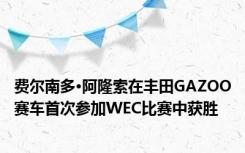 费尔南多·阿隆索在丰田GAZOO赛车首次参加WEC比赛中获胜