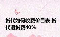 货代如何收费价目表 货代退货费40%