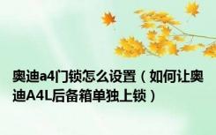 奥迪a4门锁怎么设置（如何让奥迪A4L后备箱单独上锁）