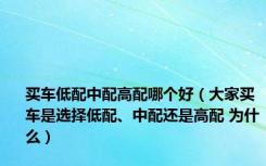 买车低配中配高配哪个好（大家买车是选择低配、中配还是高配 为什么）