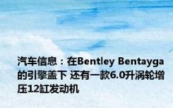 汽车信息：在Bentley Bentayga 的引擎盖下 还有一款6.0升涡轮增压12缸发动机