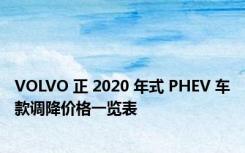 VOLVO 正 2020 年式 PHEV 车款调降价格一览表
