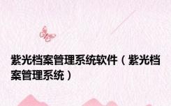 紫光档案管理系统软件（紫光档案管理系统）
