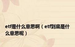 etf是什么意思啊（etf到底是什么意思呢）