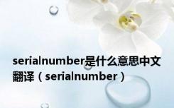 serialnumber是什么意思中文翻译（serialnumber）