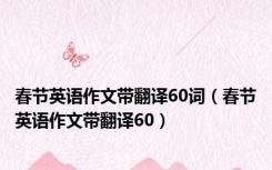 春节英语作文带翻译60词（春节英语作文带翻译60）