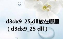 d3dx9_25.dll放在哪里（d3dx9_25 dll）