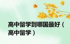 高中留学到哪国最好（高中留学）