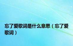 忘了爱歌词是什么意思（忘了爱歌词）