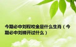 今期必中刘程咬金是什么生肖（今期必中刘禅开过什么）