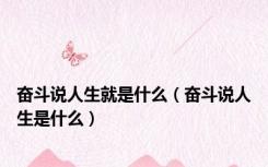 奋斗说人生就是什么（奋斗说人生是什么）