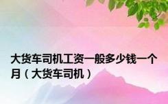 大货车司机工资一般多少钱一个月（大货车司机）