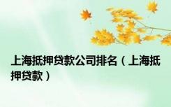 上海抵押贷款公司排名（上海抵押贷款）