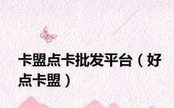 卡盟点卡批发平台（好点卡盟）