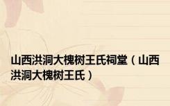 山西洪洞大槐树王氏祠堂（山西洪洞大槐树王氏）