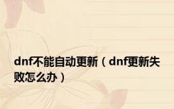 dnf不能自动更新（dnf更新失败怎么办）