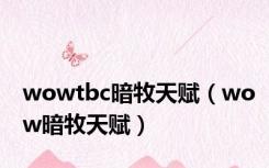 wowtbc暗牧天赋（wow暗牧天赋）