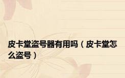 皮卡堂盗号器有用吗（皮卡堂怎么盗号）
