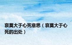 哀莫大于心死意思（哀莫大于心死的出处）
