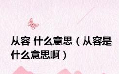 从容 什么意思（从容是什么意思啊）