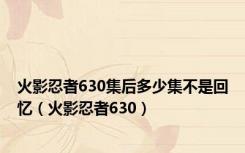 火影忍者630集后多少集不是回忆（火影忍者630）