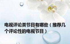 电视评论类节目有哪些（推荐几个评论性的电视节目）