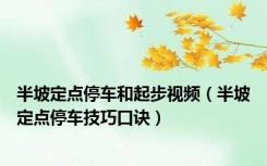 半坡定点停车和起步视频（半坡定点停车技巧口诀）