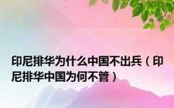 印尼排华为什么中国不出兵（印尼排华中国为何不管）