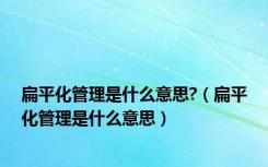 扁平化管理是什么意思?（扁平化管理是什么意思）